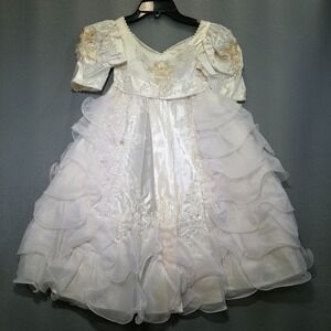 Lydia Girls White Dress with Ruffles for Weddings‎ Size 2